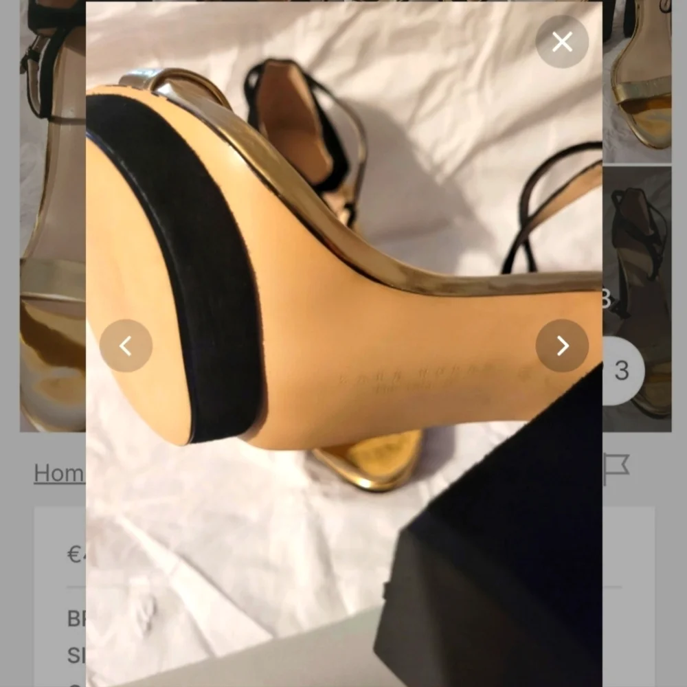 Zara Black & Hold Strappy Platform Sandals Block heels Size 6
